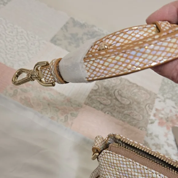 NEW Brahmin Duxbury Satchel in Tiramisu...a shimmering cream/gold leather - Picture 2 of 16